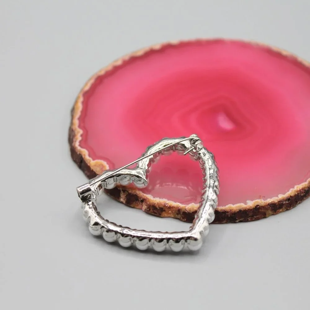 Heart love romantic pin brooch jewelry fashion pearls silver white gold tone new - Picture 6 of 13